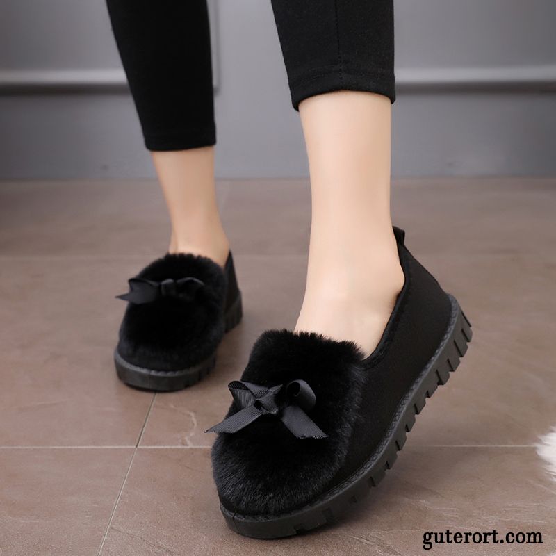 Halbschuhe Damen Thermische Winter Flache Plus Samt Casual Schüler