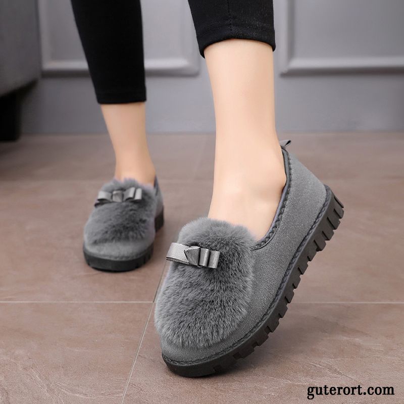 Halbschuhe Damen Thermische Winter Flache Plus Samt Casual Schüler