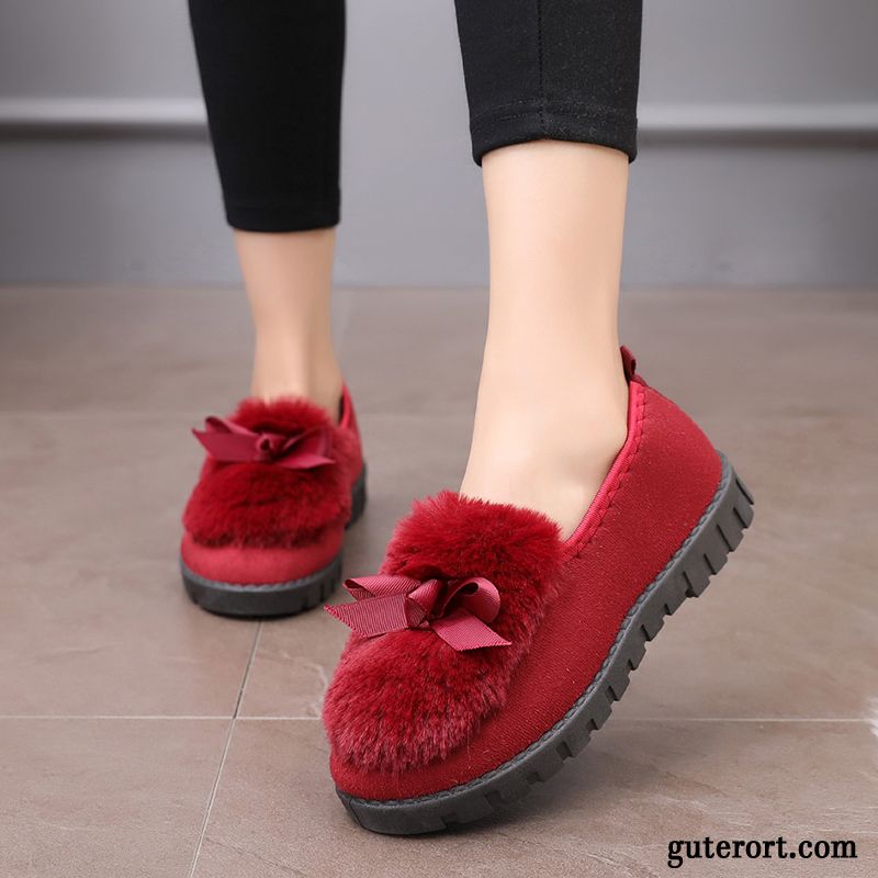 Halbschuhe Damen Thermische Winter Flache Plus Samt Casual Schüler