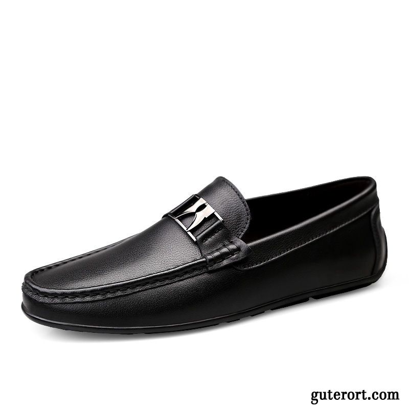 Halbschuhe Herren Echtleder Reise Schuhe Slip-on Weiß Schwarz