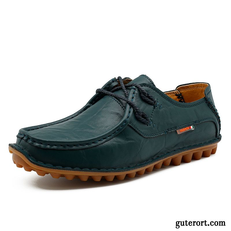 Halbschuhe Herren Feder Trend Echtleder Casual Lederschue Neue Blau Braun Gelb