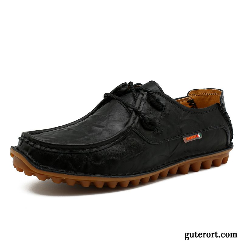 Halbschuhe Herren Feder Trend Echtleder Casual Lederschue Neue Blau Braun Gelb