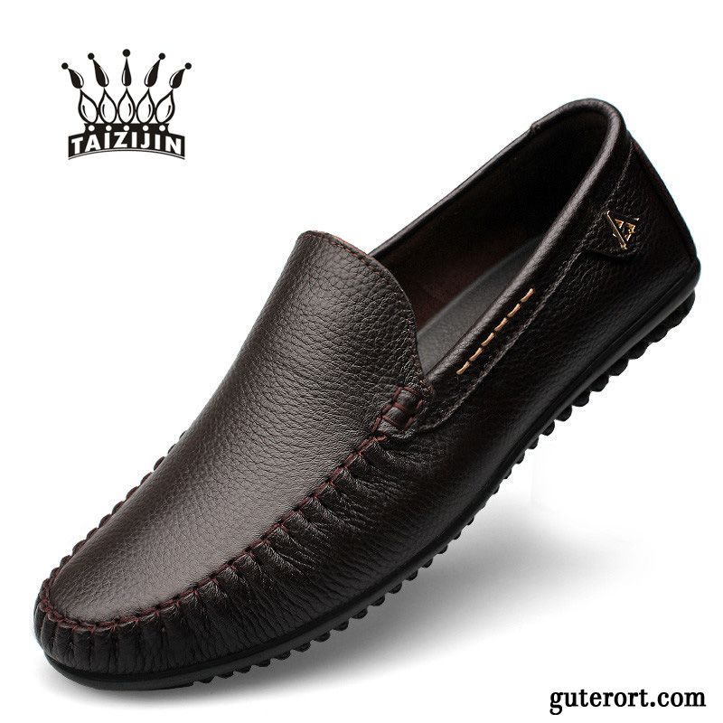 Halbschuhe Herren Herbst Sommer Casual Echtleder Neue Lederschue Schwarz