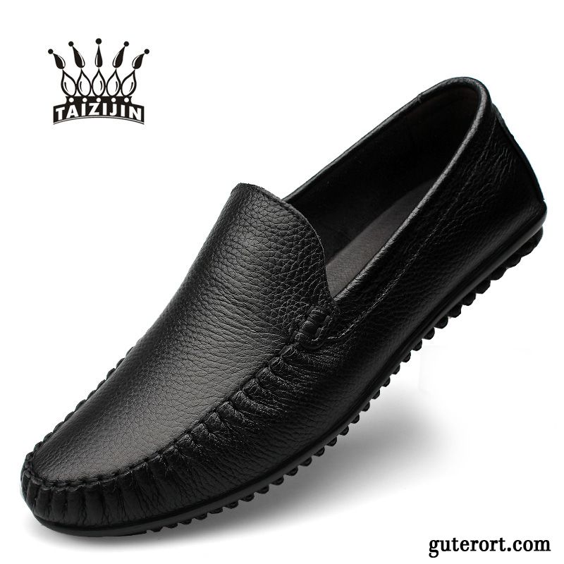 Halbschuhe Herren Herbst Sommer Casual Echtleder Neue Lederschue Schwarz