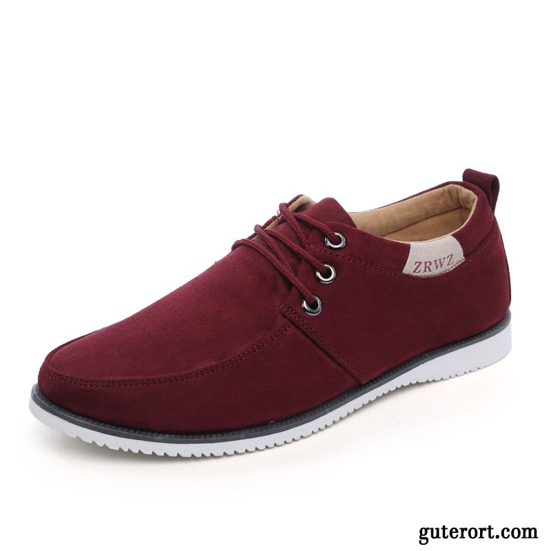 Halbschuhe Herren Herbst Trend Winter Lederschue Casual Wildleder Rose Rot