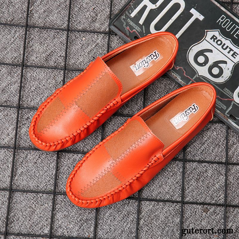 Halbschuhe Herren Jugend Faul Neue Europa Feder Trend Orange Orange