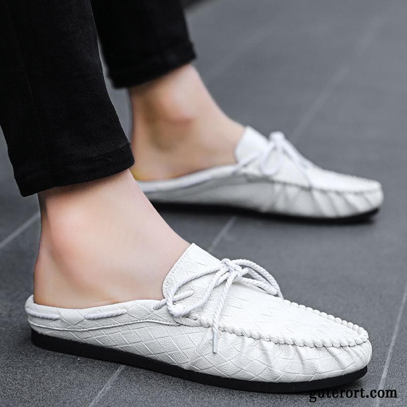 Halbschuhe Herren Lederschue Slip-on Europa Allgleiches Trend Casual Weiß