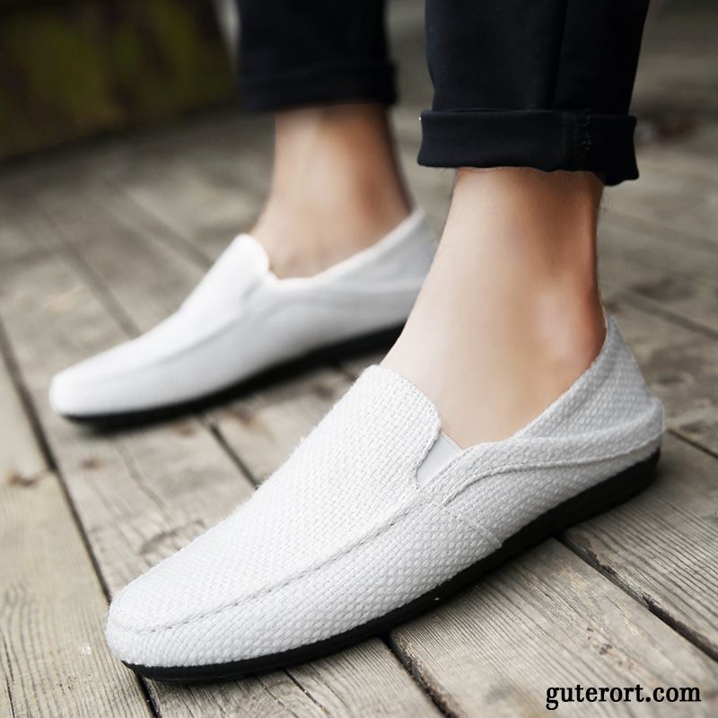 Halbschuhe Herren Neue Casual Europa Feder Faul Trend Weiß