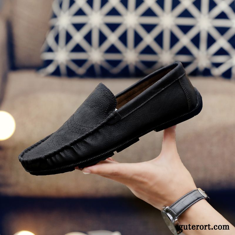 Halbschuhe Herren Neue Faul Slip-on Sommer Trend Lederschue Grau