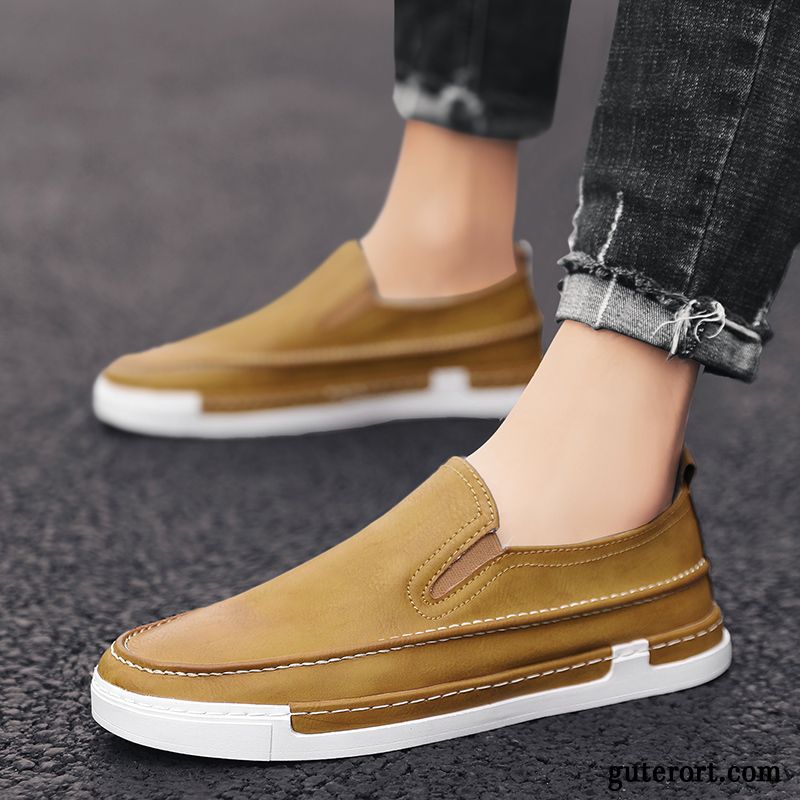 Halbschuhe Herren Slip-on England Allgleiches Faul Casual Atmungsaktiv Grau