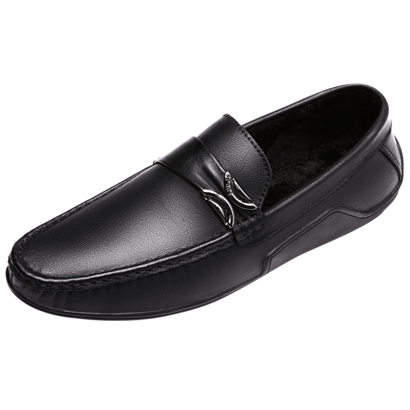 Halbschuhe Herren Slip-on Europa Casual Atmungsaktiv Weiche Sohle Echtleder Schwarz