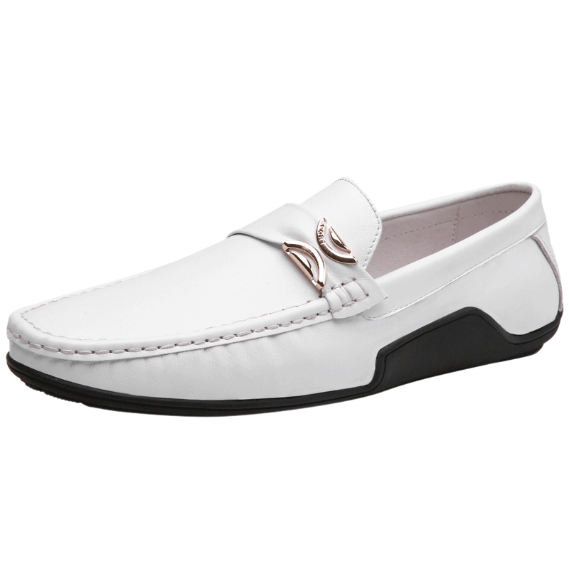 Halbschuhe Herren Slip-on Europa Casual Atmungsaktiv Weiche Sohle Echtleder Schwarz