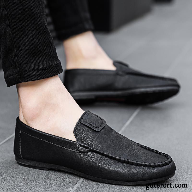 Halbschuhe Herren Slip-on Neue Trend Lederschue Faul Sommer Schwarz Braun