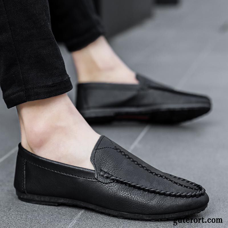 Halbschuhe Herren Slip-on Neue Trend Lederschue Faul Sommer Schwarz Braun