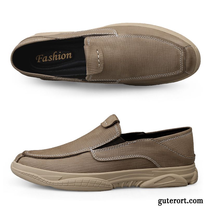 Halbschuhe Herren Weiche Sohle Faul Slip-on Tuch Schuhe Lederschue Neue Gold Gelb