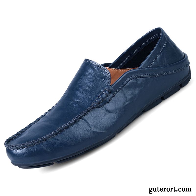 Halbschuhe Herren Weiche Sohle Lederschue Mode England Echtleder Trend Blau