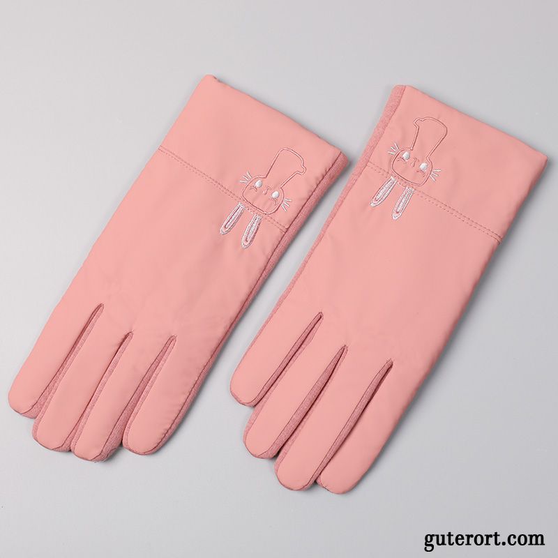 Handschuhe Damen Daunen Warm Halten Niedlich Kalte Baumwolle Samt Schwarz