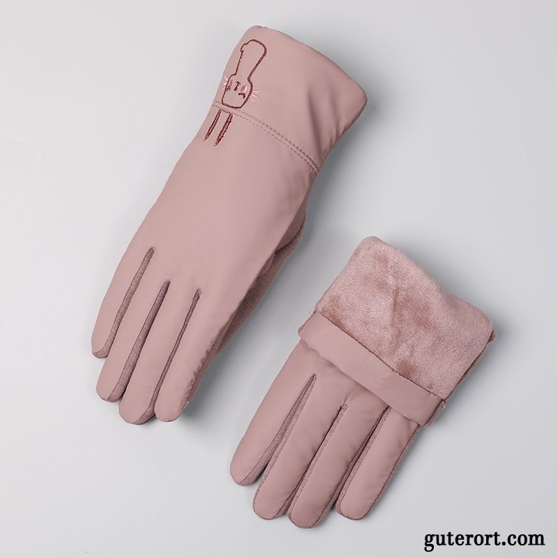 Handschuhe Damen Daunen Warm Halten Niedlich Kalte Baumwolle Samt Schwarz