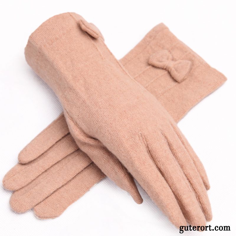 Handschuhe Damen Dicke Doppelter Rock Spitze Herbst Student Samt Purpur Lila