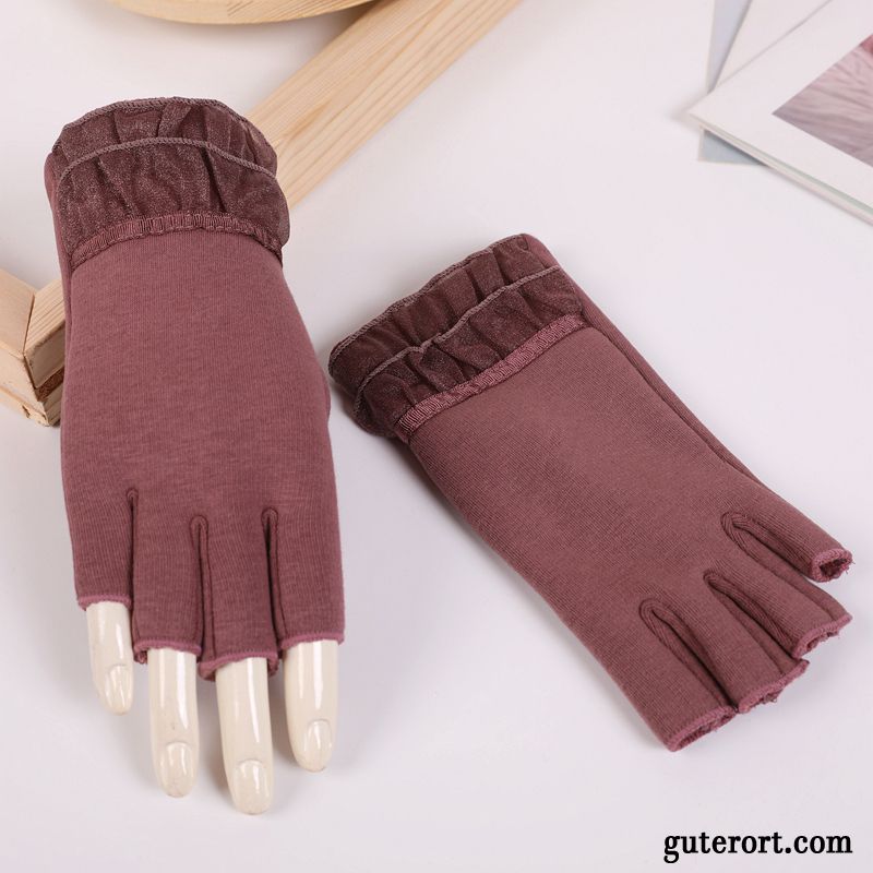 Handschuhe Damen Fahren Warm Halten Kurz Herbst 2019 Winter Grau