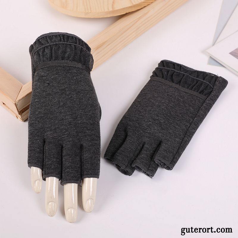 Handschuhe Damen Fahren Warm Halten Kurz Herbst 2019 Winter Grau