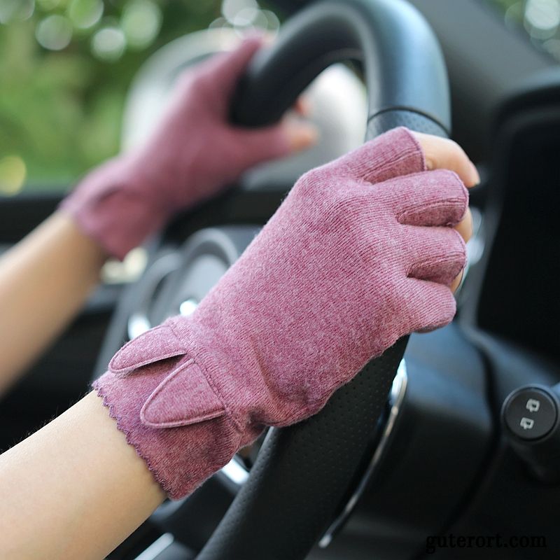 Handschuhe Damen Fahren Warm Halten Kurz Herbst 2019 Winter Grau