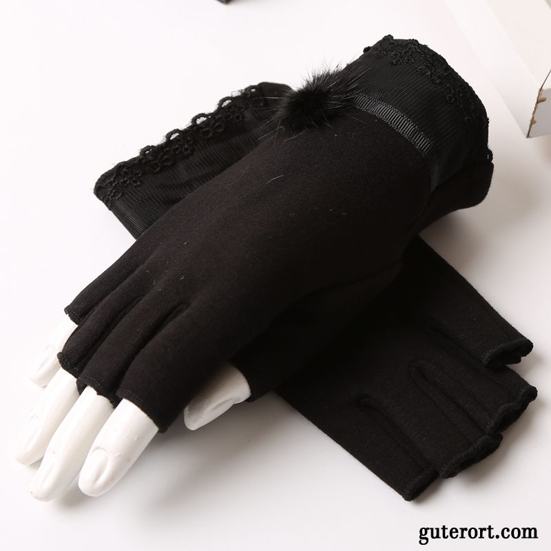 Handschuhe Damen Fahren Warm Halten Kurz Herbst 2019 Winter Grau