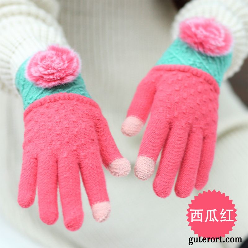 Handschuhe Damen Herbst Stricken Touchscreen Dicke Winter Student Purpur Lila