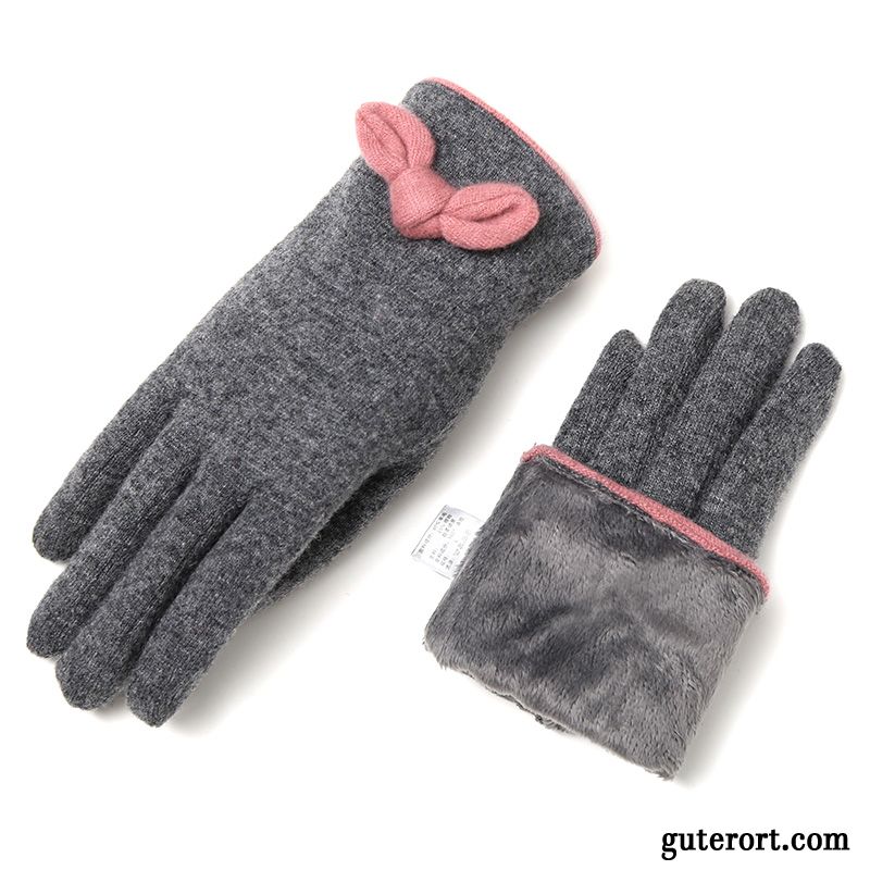 Handschuhe Damen Outdoor Kalte Samt Reiten Dicke Schafwolle Purpur Lila