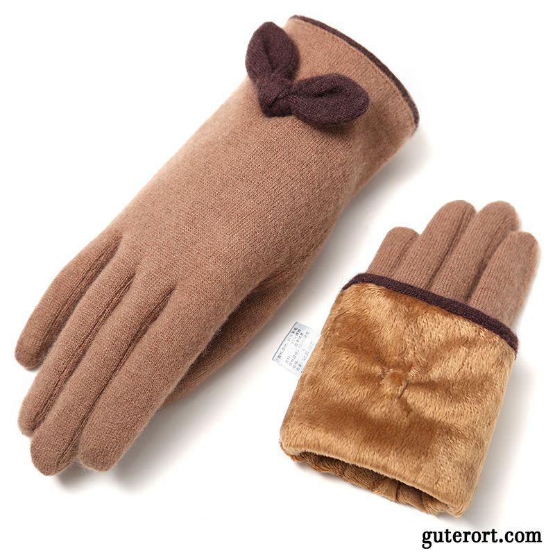 Handschuhe Damen Outdoor Kalte Samt Reiten Dicke Schafwolle Purpur Lila