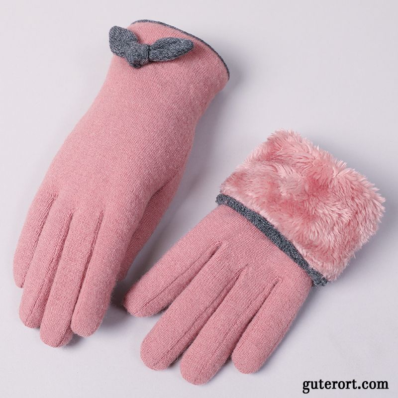 Handschuhe Damen Outdoor Kalte Samt Reiten Dicke Schafwolle Purpur Lila