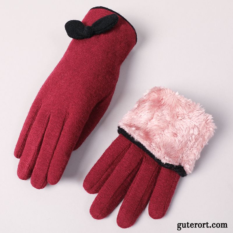 Handschuhe Damen Outdoor Kalte Samt Reiten Dicke Schafwolle Purpur Lila