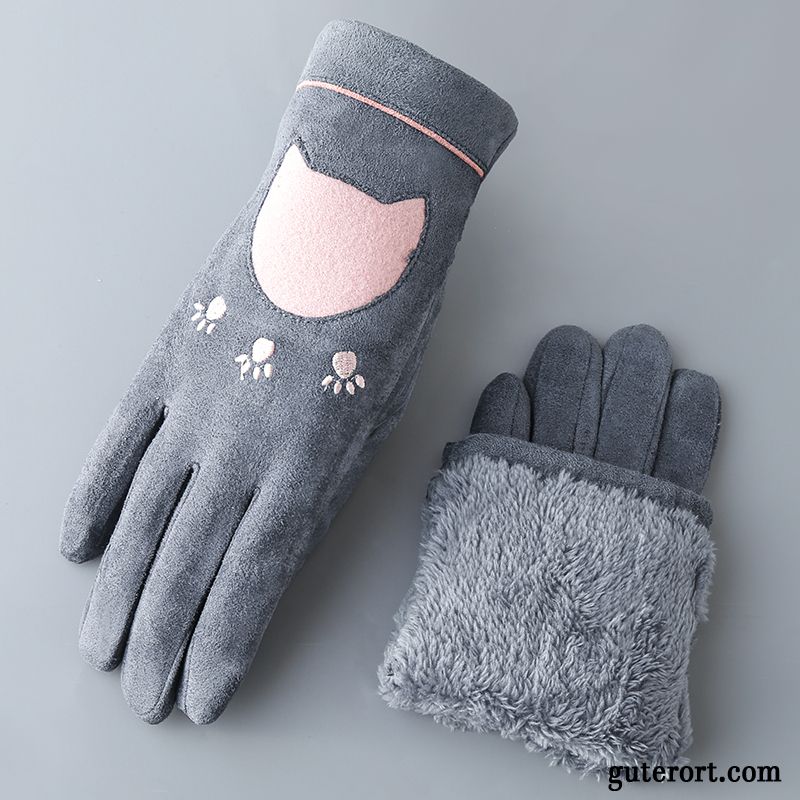 Handschuhe Damen Outdoor Warm Halten Niedlich Fahrrad Fahren Herbst Winter Rosa