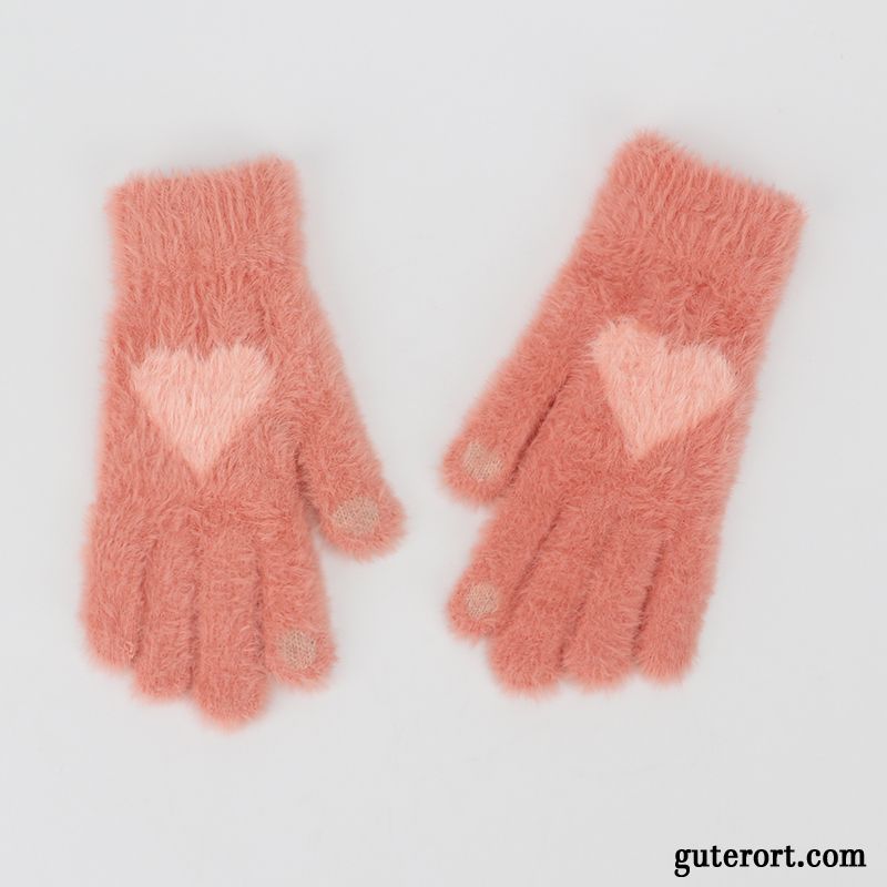 Handschuhe Damen Winddicht Warm Halten Winter Fahren Samt Kalte Blau