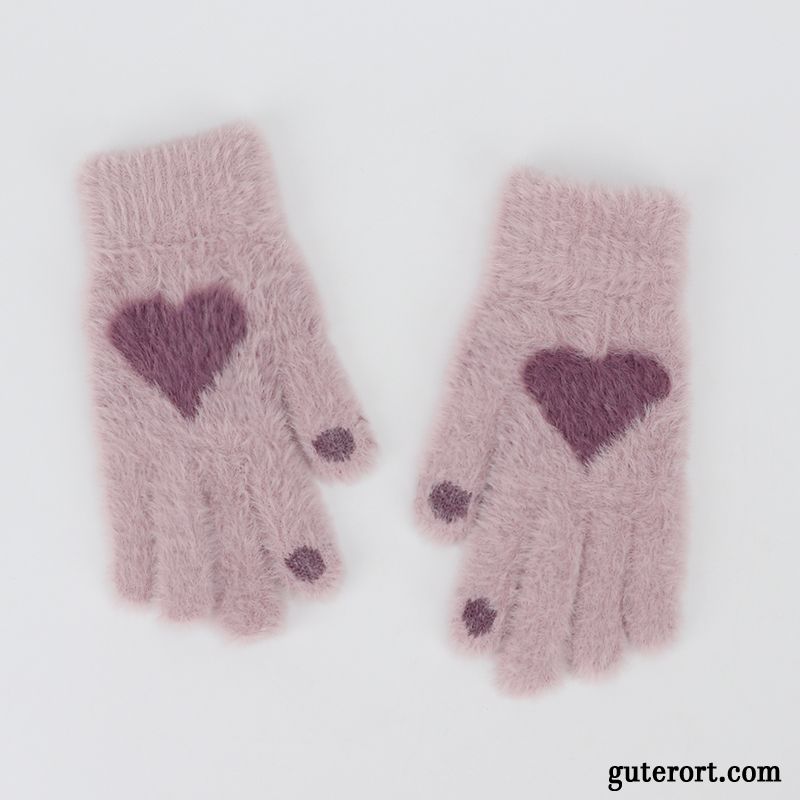 Handschuhe Damen Winddicht Warm Halten Winter Fahren Samt Kalte Blau