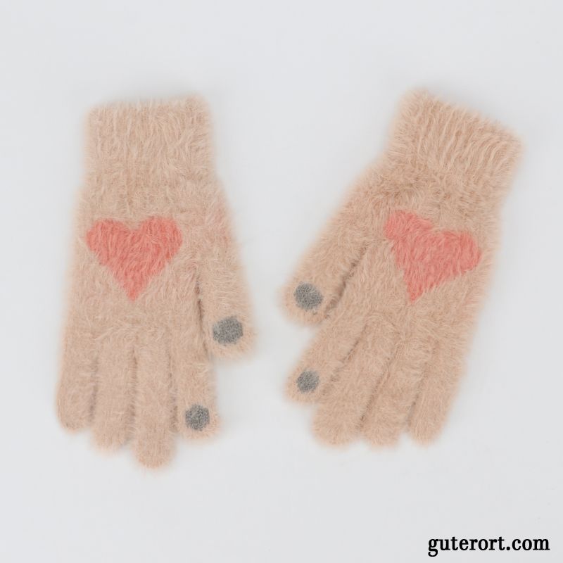 Handschuhe Damen Winddicht Warm Halten Winter Fahren Samt Kalte Blau