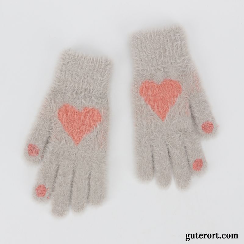 Handschuhe Damen Winddicht Warm Halten Winter Fahren Samt Kalte Blau