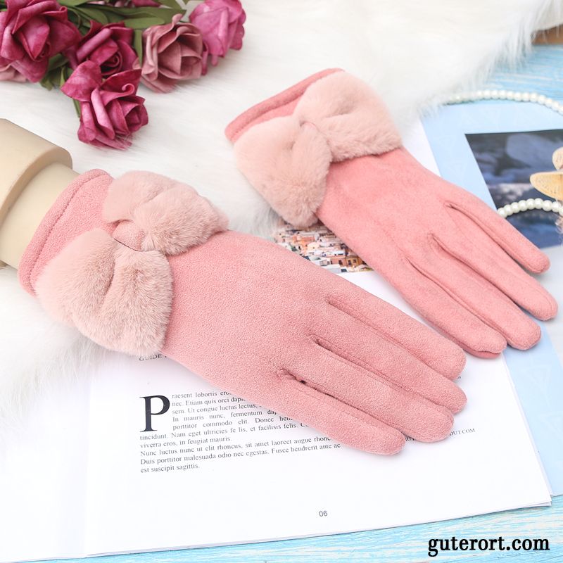 Handschuhe Damen Winter Samt Baumwolle Student Kaschmir Dicke Schwarz