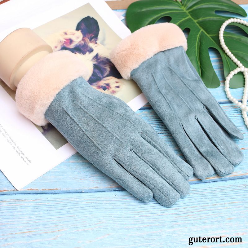 Handschuhe Damen Winter Samt Baumwolle Student Kaschmir Dicke Schwarz