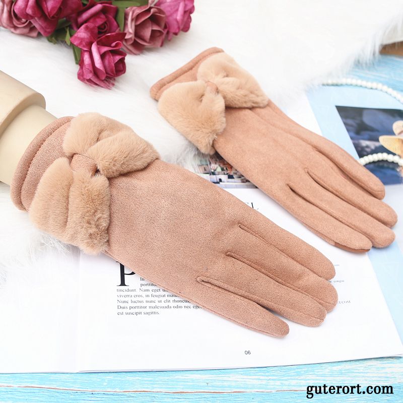 Handschuhe Damen Winter Samt Baumwolle Student Kaschmir Dicke Schwarz