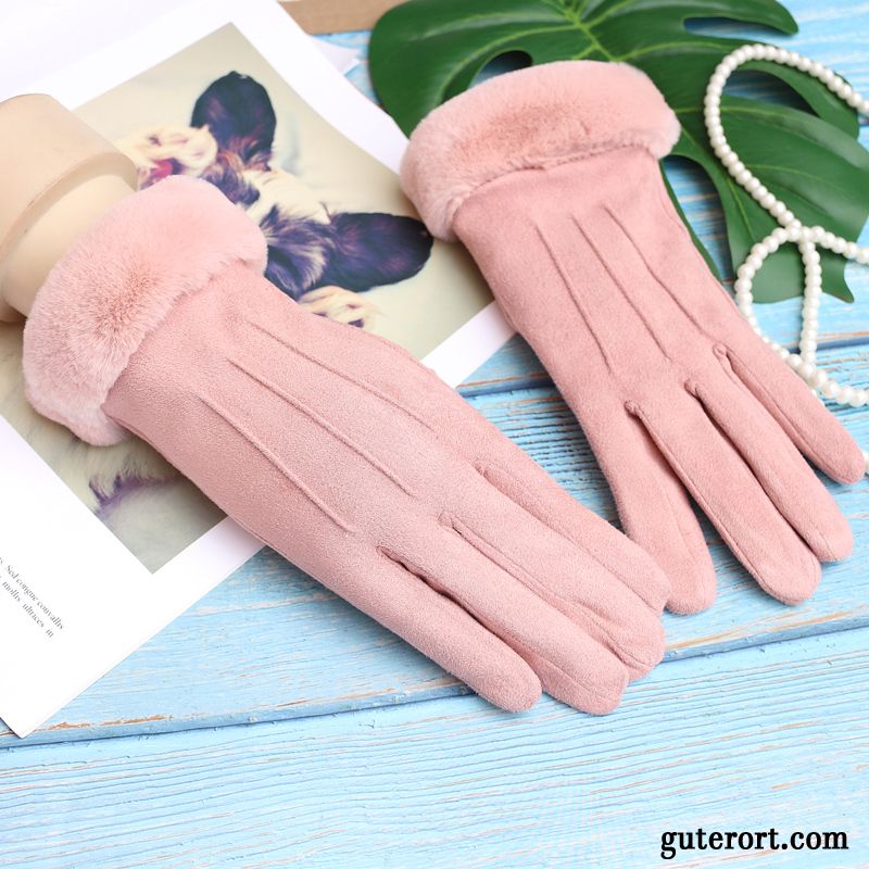 Handschuhe Damen Winter Samt Baumwolle Student Kaschmir Dicke Schwarz