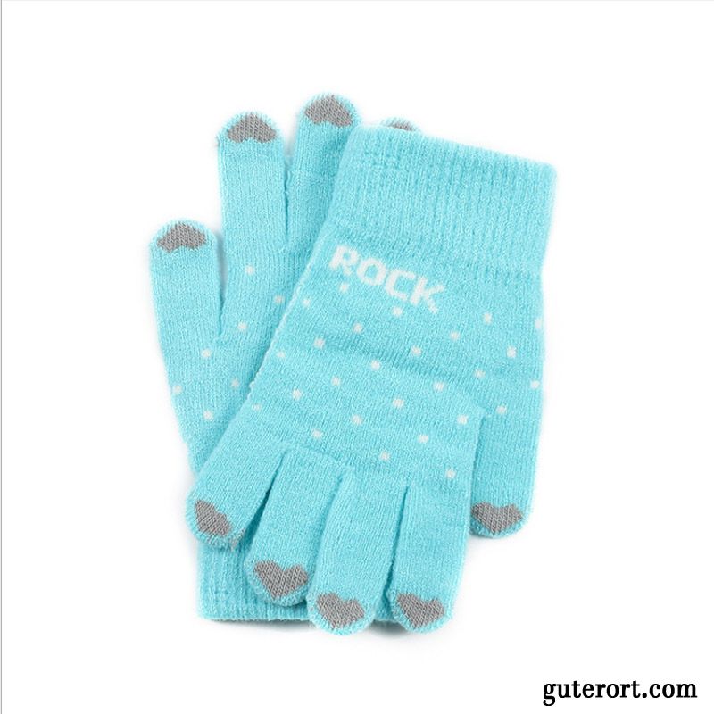 Handschuhe Damen Wolle Fünf Finger Kalte Dicke Baumwolle Mode Gelb