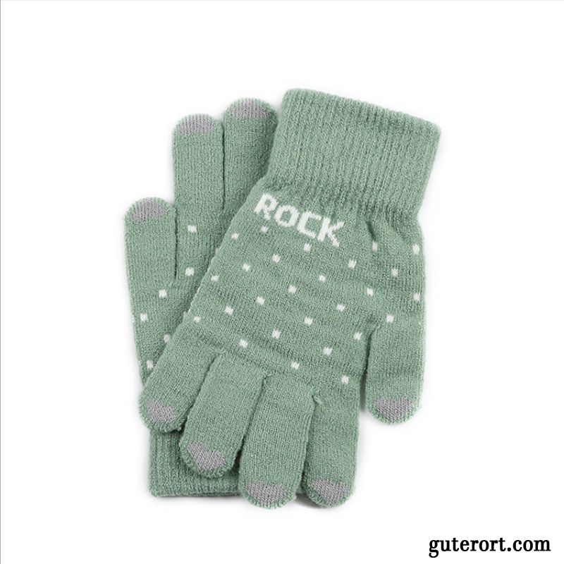 Handschuhe Damen Wolle Fünf Finger Kalte Dicke Baumwolle Mode Gelb