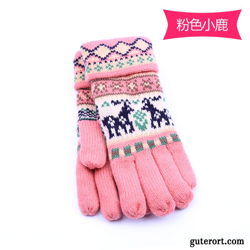 Handschuhe Damen Wolle Stricken Dicke Trend Fahrrad Fahren Herbst Dunkelblau