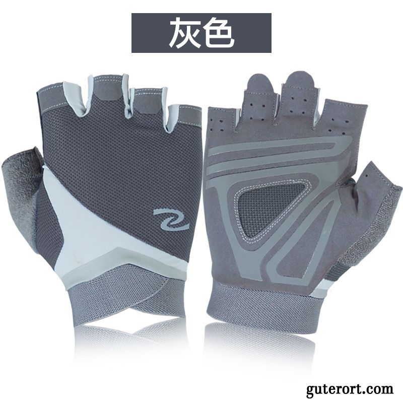 Handschuhe Herren Damen Dünne Outdoor Wander Reiten Halber Finger Grau