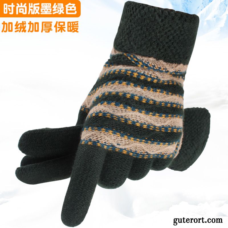 Handschuhe Herren Dicke Elektroauto Winter Wolle Warm Halten Samt Grau