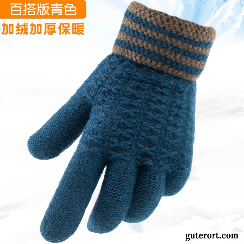Handschuhe Herren Dicke Elektroauto Winter Wolle Warm Halten Samt Grau