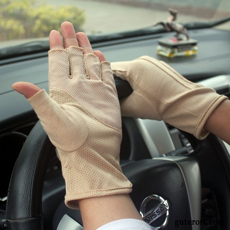 Handschuhe Herren Dünne Atmungsaktiv Fahren Halber Finger Reiten Rutschfest Schwarz