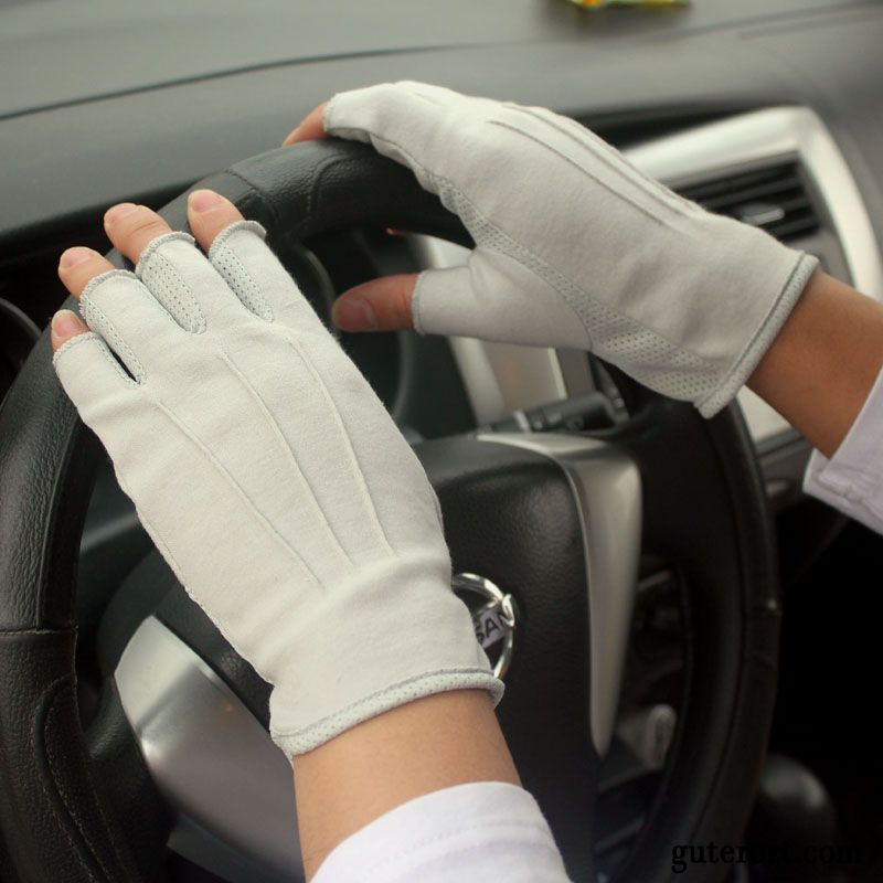 Handschuhe Herren Dünne Atmungsaktiv Fahren Halber Finger Reiten Rutschfest Schwarz