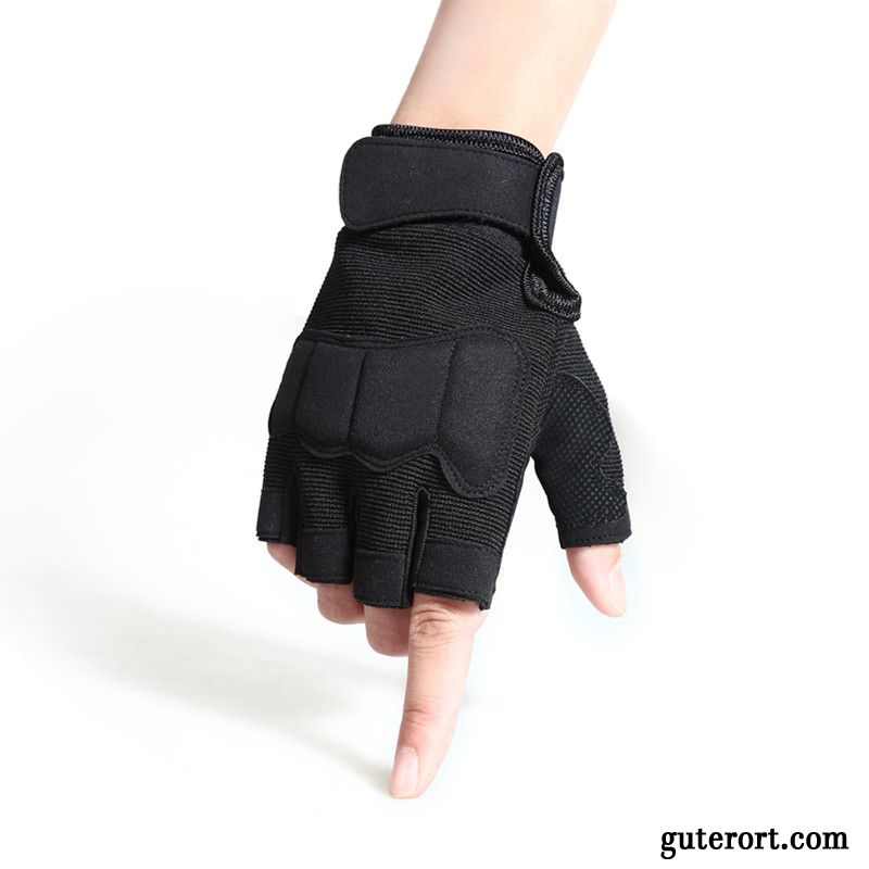 Handschuhe Herren Fitness Taktiken Student Halber Finger Sport Schwarz